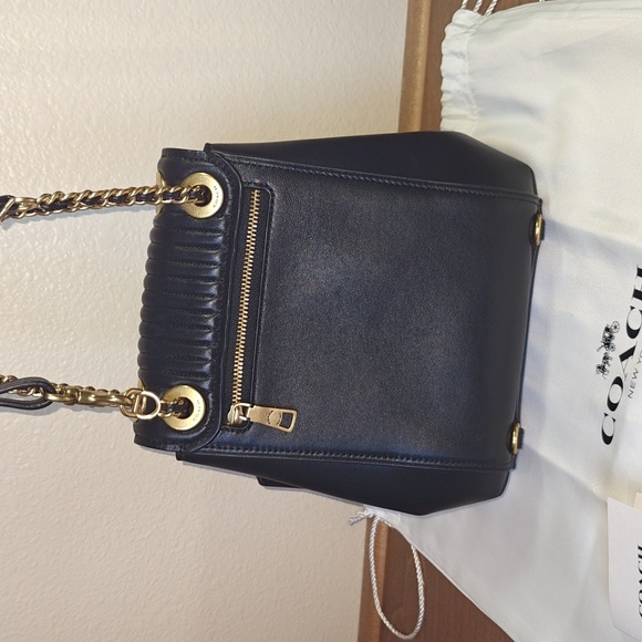 Coach Black Leather Quilting with Gold Tone Hardware - Picture 4 of 10